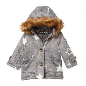 Steve Madden Faux Fur Trim Star Coat 12 Months